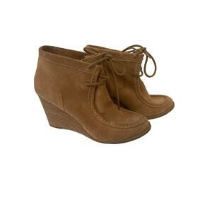Lucky Brand Yesabel Wedge Lace Up 3 in. Bootie Womens Size 9.5 Brown